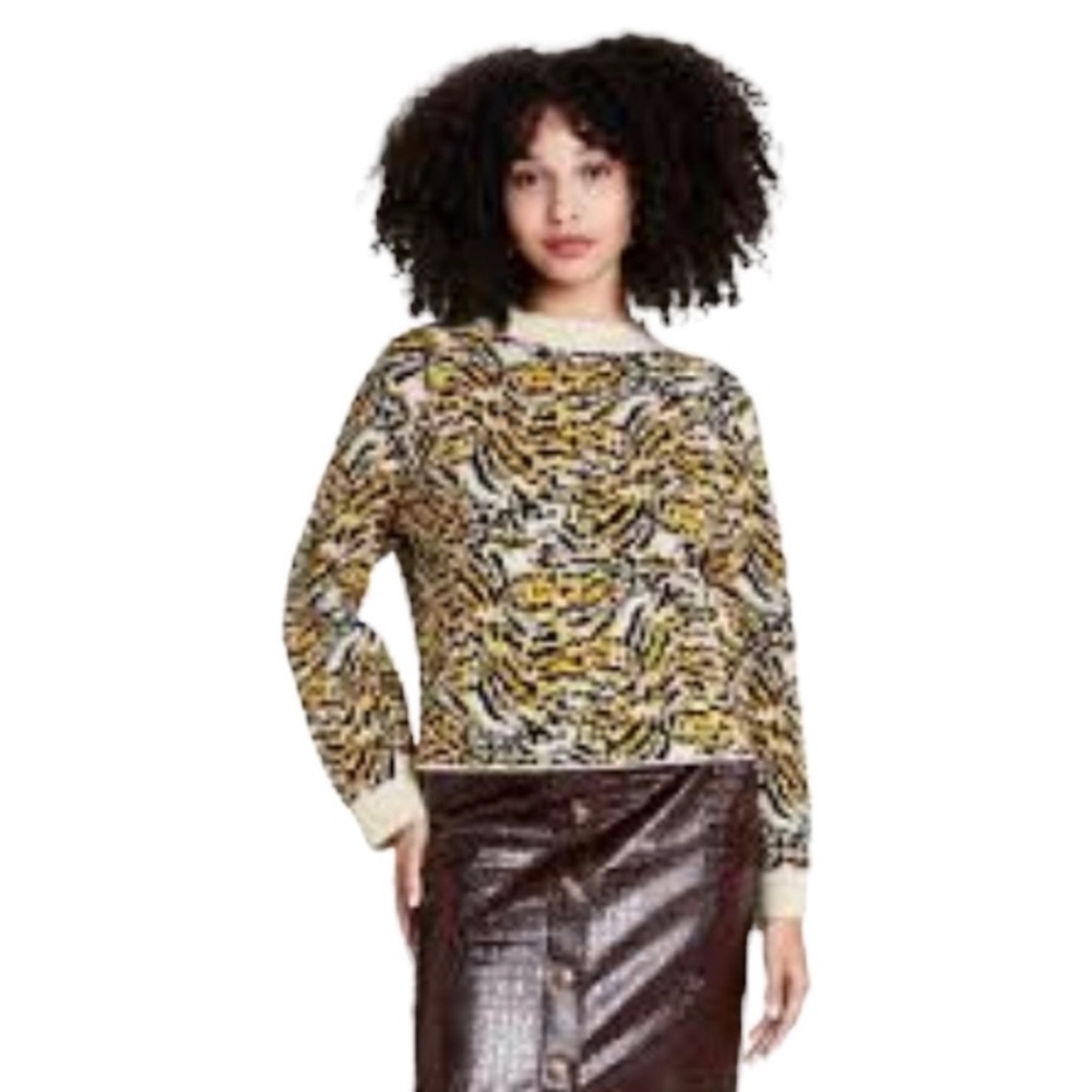 Rachel Comey for Target Limited Collection Pixelated Tiger Print Sweater Size L